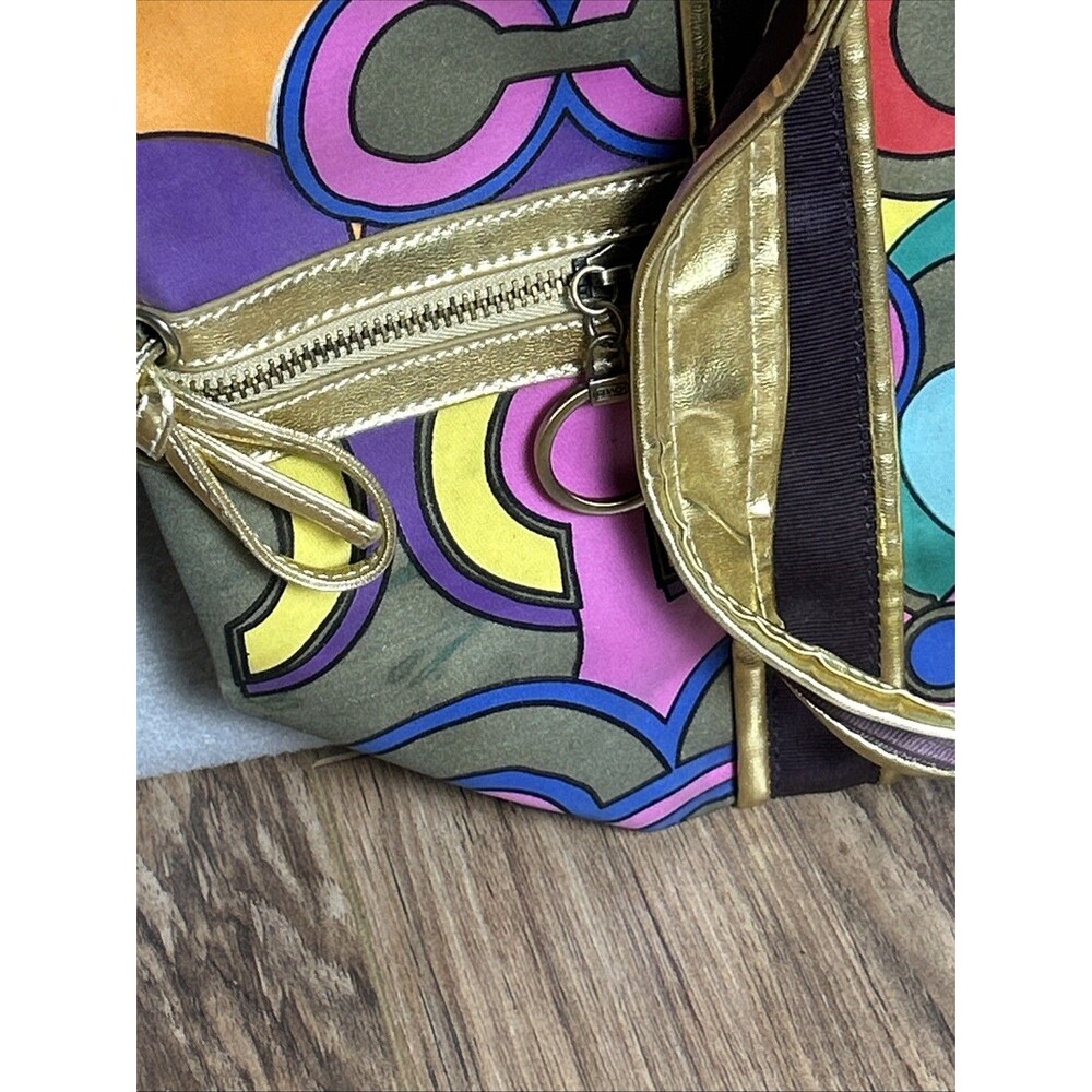 Coach Y2K Poppy Bag Multi-Colored Purse Shoulder Handbag Signature Canvas Used - Picture 2 of 9